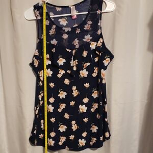 No Boundaries Floral Tank Top - Navy and White